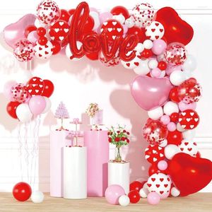 Decoración de fiesta Globos del día de San Valentín Rojo Rosa Blanco Globo Arco Garland Kit Amor Corazón Lámina Decoraciones de boda