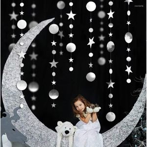 Décoration de fête décorations de mariage 4M or argent étoile forme ronde guirlandes en papier bébé douche anniversaire enfant fournitures de noël