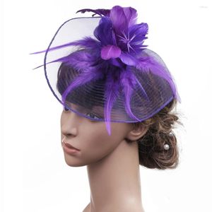 Decoración de fiesta Mujeres Sombrero Accesorios para el cabello Gasa Pluma Arco Velo Cheongsam Show Banquete Boda Head Dressor Novia