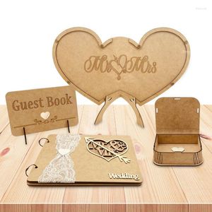 Decoración de fiesta Madera con forma de doble corazón Libro de invitados Decoración con soporte Tarjetas de identificación Bodas Fiestas Reuniones