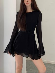 Robe de soirée moulante noire Y2k, Mini robe élégante, Slim, Sexy, même au bureau, dos nu, mode coréenne, Chic, automne 2023