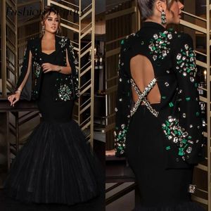 Robes de soirée Mode Beauté Luxe Soirée Vert Perles De Cristal Sirène Dos Nu Deux Pièces Robes De Mariée Formelles 2024 Arabie