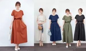 Robes de fête coréen Femmes de style japonais Long Summer A-line Plain Black Sexy Chic Feme Feme Rétro Robe MAXI Vestidos