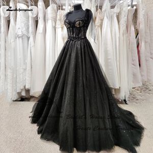 Vestidos de fiesta Lakshmigown Glitter Gothic Black Corset Boda de la boda RECEPTACIÓN 2023 ROBE RECEPCIÓN DE MUJERES DE MUJERES PARA LA PRESENTA 230328