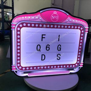 Party Factory Wholesale LED Lighted Display Custom Pink Marquee Message Board Présentateur de bouteille de champagne Sign Billboard 3 ensembles Alphabets lettres interchangeables