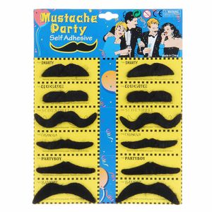 Festives Fiesta Bigote falso Decoraciones de Halloween Disfraz de Cosplay Novedad Barba Divertida Manillar Bigotes Bigote para cumpleaños Regalo de Navidad 12pc