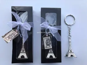 Favor de fiesta 100 unids Torre Eiffel Llavero en caja de regalo Llavero temático de París Favores de boda Sorteo Recuerdo al por mayor