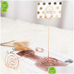 Party Favor 10pcs Golden Heart Shape Po Titulaire Stands Numéro de table Titulaires Place Carte Papier Menu Clips pour la décoration de fête de mariage ou Offi Dhmjl