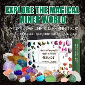 Party Favor 12 jours minéraux calendrier de l'avent boîte pierre naturelle Pack échantillons de roche Collection cadeau pour enfants amoureux de la géologie SEC88