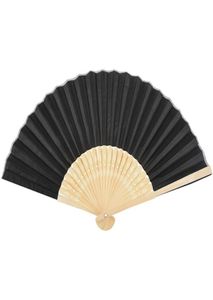 Party Favor Black Silk Hand Fan Bamboo Ribs tenu personnel012153493