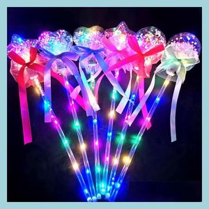 Favor de fiesta ConcertcCartoon Light Stick LED Toys Fairy Sticks Bobo Ball Magic Flash Balls Push Pequeños regalos Niños Luminoso Juguete Ni DHS7T