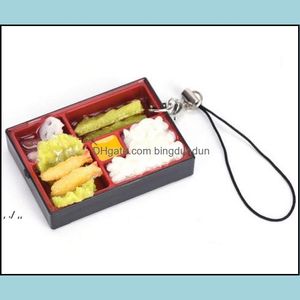 Favor de fiesta Lindo Simation Sushi Llavero Llavero Caja de comida japonesa falsa Cordón Llavero Bolso Colgante Anillo Juguetes divertidos Paf11148 D Otedl