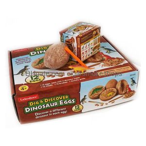 Favor de fiesta Dig Diser Dino Huevo Excavación Kit de juguete Huevos de dinosaurio únicos Pascua Arqueología Ciencia Regalo Favores para niños 12 modelos Drop DHQWH