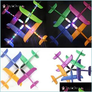 Party Favor Diy Hand Throw Led Lighting Up Flying Glider Plane Toys Foam Airplane Model Juegos al aire libre Flash Luminous For Children Fy Dh4Ee