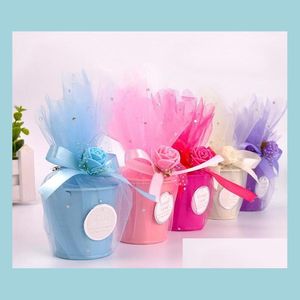 Favor de fiesta Suministros de boda de estilo europeo Caja de dulces Diy Hojalata Gasa Cubo de hierro pequeño 4 colores Decoración creativa Entrega de gota Dhuqa