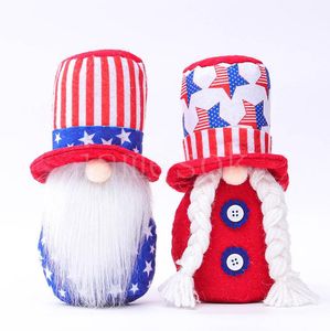 PARTINE FORTH INDENDENDENCE Journée patriotique Gnome American Stars and Stripes Handmade Nwarf Doll 4 juillet