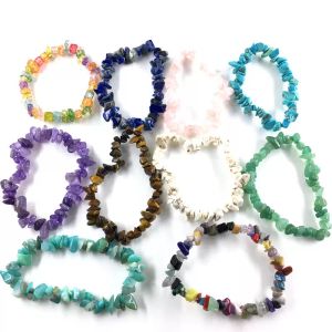 Party Favor Bracelet en cristal de guérison naturelle multi couleurs pierres précieuses 15-18 cm Bracelets extensibles Naturales Bracelet en pierre mixte pierres précieuses Chakra