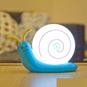 Party Favor Night Light Lampe décorative Lampe Chambre Enfants Enfants Bébé USB Batterie LED Escargot Slee Toilette Za2541 Drop Livraison Accueil Dhopv