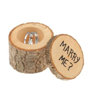 Favor de fiesta personalizado boda rústica anillo de madera caja titular personalizado novia novio nombre fecha portador caja compromiso aniversario regalo