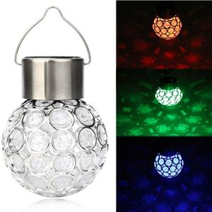 Favor de fiesta Solar LED Lámpara colgante Linterna impermeable Hollow Out Lámpara de bola para jardín al aire libre Patio Decoración de patio Vacaciones