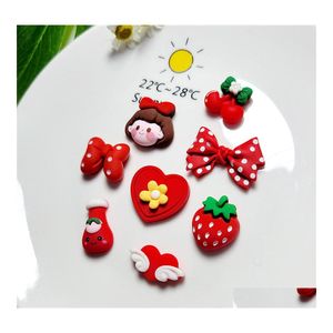 Party Favor Years Red Series Diy Trinkets Childrens Hairpin Cream Glue Mobile Phone Case Decorative Material Sheet Resin Drop Delive Otiga
