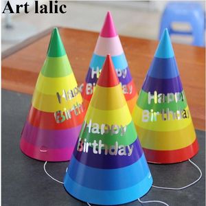 Chapeaux de fête 10 pièces chapeaux d'anniversaire en papier cône habiller filles garçons premier chapeau rayé coloré décorations de fête adultes enfants 230923