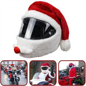 Party Hats Christmas for Motorcycle Helmet Decoration Creative Plush Style Cover Protective Santa Claus 230411