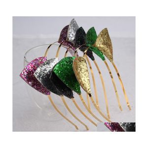 Sombreros de fiesta encantadores orejas de gato sombreros de aro dorado flash polvo para el cabello para el cabello al estilo de lentejuelas del estilo de lentejuelas de la edici￳n coreana mezcla de color dhj0t