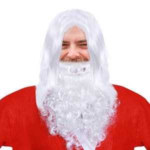 Party Hats Winomo Deluxe White Santa Fancy Vestido Disfraz WIG WIG y Beard Set para Navidad Cosplay