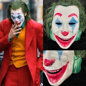Máscaras de fiesta 25 cm x 13 cm Joker Halloween Facecover Máscaras de plástico con cabello Películas de terror Fiesta Performance Cosplay Disfraces Accesorios Q231009