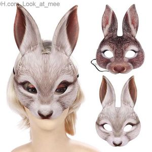 Máscaras de fiesta 3D Tiger Pig Bunny Rabbit Leopard Half Face Mask Creativo Divertido Animal Halloween Mascarada Fiesta Cosplay Traje Decoración Q231009