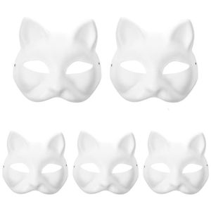 Masques de fête 510pcs non peint mascarade papier blanc Halloween chat cosplay pâte masque pour décor 230721