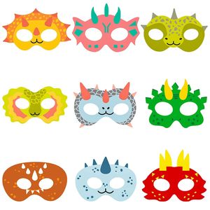 Masques de fête 9pcs dinosaure papier masque ensemble fête d'anniversaire décoration cosplay dino thème costumes jouet pour enfants bébé douche décor 231023