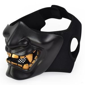 Party Masks Airsoft Paintball Tactical Military Prajna Half Face Mask Samurai Hannya Horror Skull Halloween Hunting Protective 230816