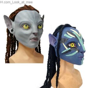 Masques de fête Avatar 2 Masque Hommes Adulte Neytiri Alien Cosplay Anime Prop Latex Halloween Drôle Visage Déguisement Femme Avatar Dinosaur Anonymou Masque Q231007