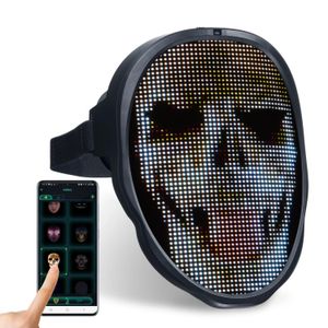 Masques de fête Bluetooth App Control Game Smart Carnival Xmas RVB Led Changeant Affichage Visage Rougeoyant Led Light Up Mask Programmable Diy 230818