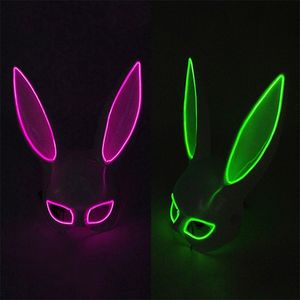 Masques de fête Cosplay Party Masque LED Light up Bunny Masque Femmes Halloween Sexy Lapin Masque DJ Bar Night Club Costume Masques Carnaval Party Props 220826