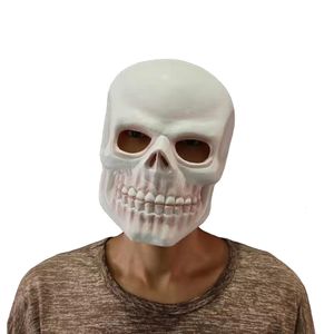 Masques de fête Créatif Horrible Cosplay Effrayant Blanc Tête Os Crâne Squelette Effrayant Drôle Halloween Masque Casque Intégral Costume De Fête Accessoires 230820