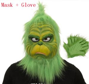 Masques de fête Mignon Comment Noël Vert Cheveux Cosplay Masque Latex Halloween Noël Pleine Tête Latex Masque Cosplay Costume Masque Props 230918