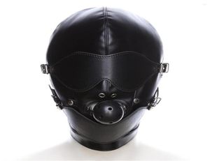 Máscaras de fiesta Mask eróticas Cosplay Fetish Bondage Tactur con bola bucal Bdsm Caperina de cuero para hombres Games adultos Sexo SM6286671