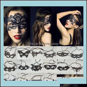 Máscaras de fiesta Suministros festivos Home Garden Mujeres Sexy Lady Lace Eye Mask para Halloween Mascarada veneciana Evento Mardi Gras Dress Costum Dro