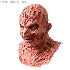 Máscaras de fiesta Freddy Mask Scary Horror Halloween Props Zombie Payaso Disfraz Látex Carnaval Freddy Krueger Cosplay Anime Guantes Máscara para cara Q231007