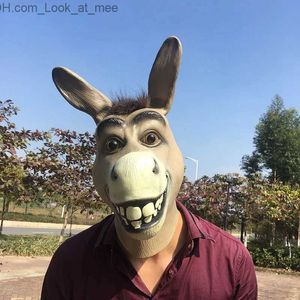 Masques de fête drôle adulte effrayant drôle âne cheval tête masque latex Halloween animal cosplay zoo accessoires fête festival costume masque de bal Q231007