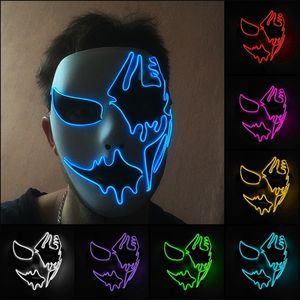 Masques de fête Glow Cosplay Neon LED Masque Mascarade LED Light Up Props dans les fournitures de costumes sombres 220826