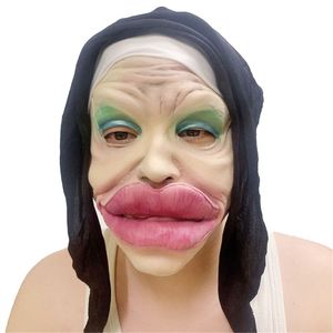 Masques de fête Halloween drôle masque visage laid grandes lèvres épaisses sexy cosplay masque complet fête de vacances balle Trick accessoires 230905