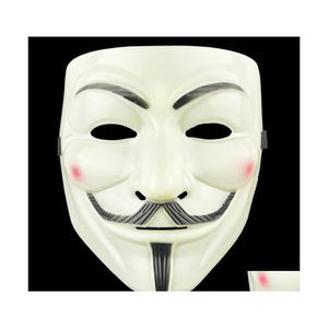 Máscaras de fiesta Halloween Horror Grie Máscara Plástico V Vendetta FL Cara Masculina Street Dance Disfraz Papel Cosplay Atmósfera Props Drop Deliv Dhpsk