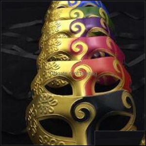 Partymasken Halloween-Masken Prinz Baron Tanzparty Performance Gesicht Er Antikes griechisches Rom Sprühfarbe Künstliche antike Gesichter H Dh7Jc