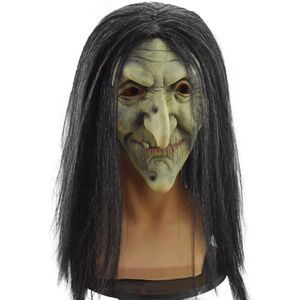 Masques de fête Halloween Effrayant Vieux Masque de Sorcière Latex avec Cheveux Déguisements Grimace Costume Cosplay Accessoires 230721