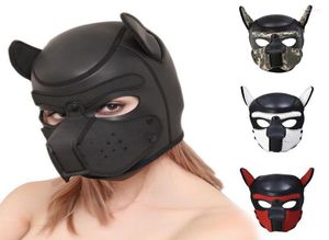 Máscaras de fiesta Halloween Sexy Cosplay Puppy Mask Dog Full Soft Head Prop Acolchado Juego de goma para Masquerade12604204