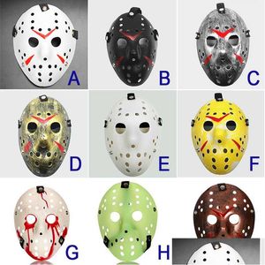 Masques de fête Jason Mask 9 couleurs Fl Face Antique Killer Vs Friday The 13Th Prop Horror Hockey Halloween Costume Cosplay Drop Delivery Dhutm